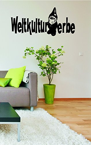 Wandtattoo: 'Gartenzwerg – Weltkulturerbe'// Farben- und Größenwahl (Dunkelgrün - 600 mm x 270 mm)