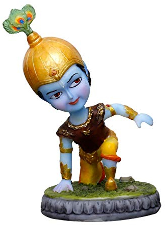 Sri Krishna Culture - Cartoon Natkhat Krishna (Baal Gopal) Hindu-Gott und Göttin Idol/Statue/Murti/Figur (14 cm), Polysterharz, Mehrfarbig