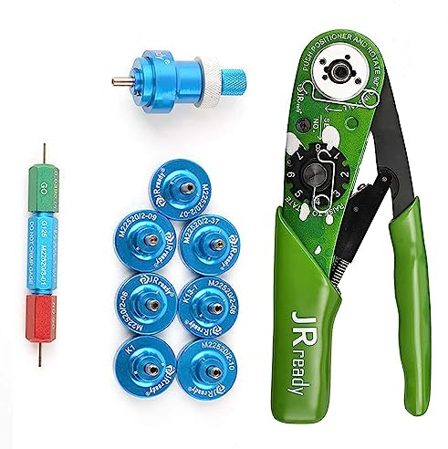 JRready Four indent Crimp Tool Kit,YJQ-W1A Crimper+Seven Positioners+G125 Go-NoGo Gage for wire/cable contact/pin/socket/terminal Crimping in Connector