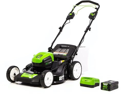 Greenworks Tondeuse à gazon automotrice sans balais MO80L410 Pro 80 V 53,3 cm, batterie 4,0 Ah et chargeur inclus, 4 Ah