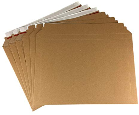 Crimson Starfish Cardboard Envelopes - 100 A4 Peel & Seal Letter Envelopes - 249mm x 352mm - Rip & Strip Open - Card Mailers for Royal Mail Large Letter Posting (PIP)