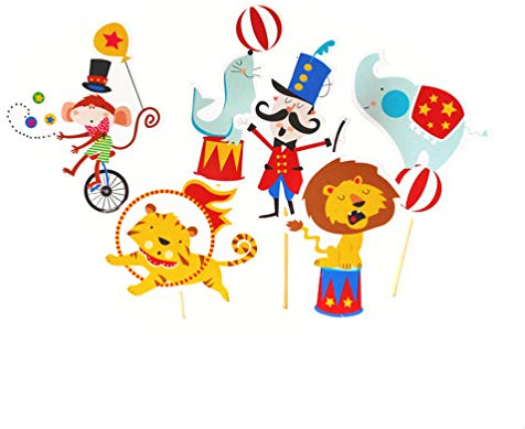 Toyandona 72 Stück Kuchen Topper Zirkus Tier Cartoon Tiger Delfin Cupcake Topper Cake Decor für Kinder Geburtstag Party