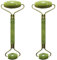 2 Rouleaux de Jade Vert Massage du Visage - Jade Roller en Pierre 100% Naturelle sans Traitement Chimique - Anti-Age - Réduit les ridules - Stimule la circulation sanguine - Peau éclatante - Sun & Sia