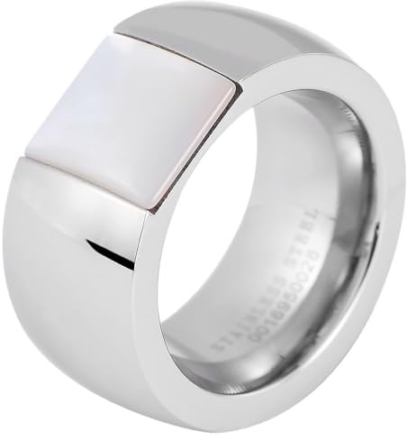 Akzent Ring für Damen aus Edelstahl, Gr. 62, Verlobung oder Hochzeit, Geschenk für Damen inklusive Geschenkbox