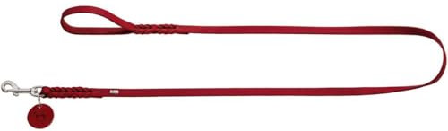HUNTER Hundeführleine SOLID EDUCATION, Farbe: rot, Leder, geflochten, robust, weich, Handschlaufe, Größe 16/100