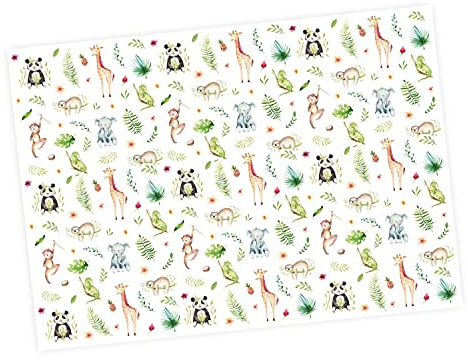 5 Bögen Geschenkpapier - Größe je Bogen 84,1 x 59,4 cm Kinder Geburtstag Mädchen Junge Geschenkverpackung (Dschungeltiere)