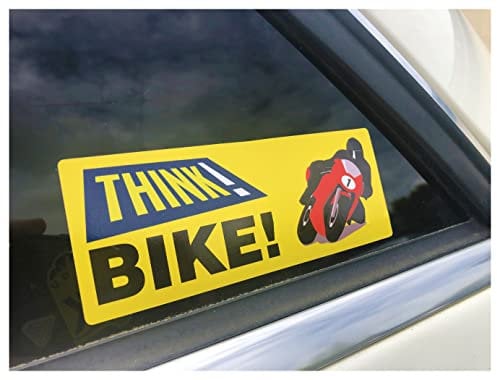 Think Bike Updated Motorcycle Road Safety Printed Self Adhesive Car Bumper Window Sticker Decal
