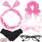 HEAWAA 50er Jahre Kostüm Accessoires, 6 Stück 60er Jahre Damen Zubehör Set mit Chiffon Schal Polka Dot Kopftuch Handschuhe Cat Eye Brille und Ohrringe für Vintage Party Karneval