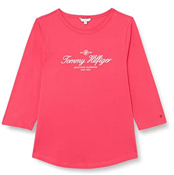 Tommy Hilfiger Maglietta Maniche Lunghe Donna Open-Neck Basic, Rosa (Bright Cerise Pink), 46