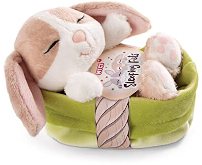 NICI Kuscheltier Hase Cappuccino 12 cm – Stofftier aus weichem Plüsch, niedliches Plüschtier im Körbchen zum Kuscheln und Spielen, für Kinder & Erwachsene, 48709, tolle Geschenkidee