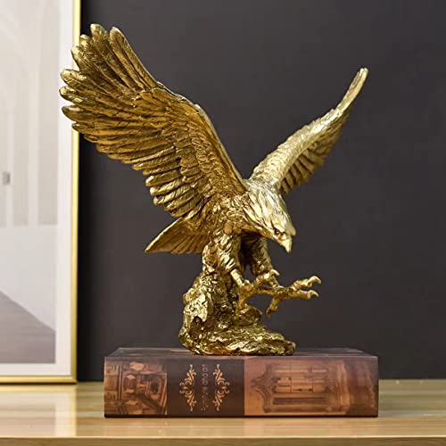 DESHINTKE Steinadler Harz Ornamente Statue, Steinadler Skulptur Moderne Home Office Figur Dekor Desktop Dekoration (Golden 1)