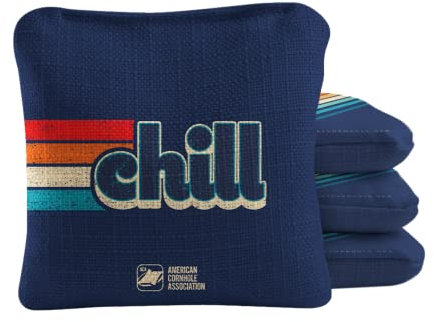 ACA Synergy Pro Professional Cornhole Bags Dual Sided Regulation 6x6 Set of 4 Pack Retro Chill Rainbow Navy