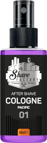 THE SHAVE FACTORY Aftershave-Kölnischwasser – Pacific 50ml – Frischer Zitrus- & Holzig-Duft für Männer – Belebendes & Erfrischendes Aftershave – Beruhigt die Haut & Reduziert Reizungen