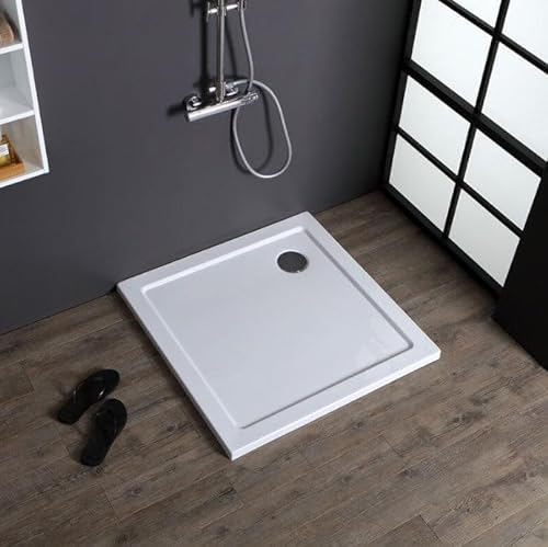Briconess.com Piatto Doccia in Resina Quadrato 80x80 Bordo Basso Slim 3cm Ultra Resistente Design Moderno