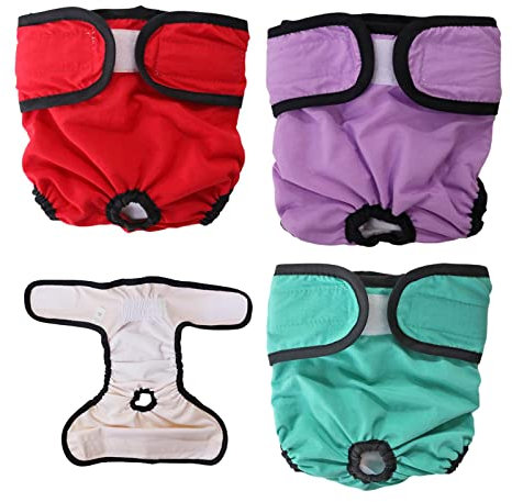 JPSDOWS Welpenwindeln weiblich,4 Stück verstellbare Design-Hundewindeln, wiederverwendbar und waschbar | Helles Farbdesign für kleine Hunde, Welpen und weibliche Haustiere