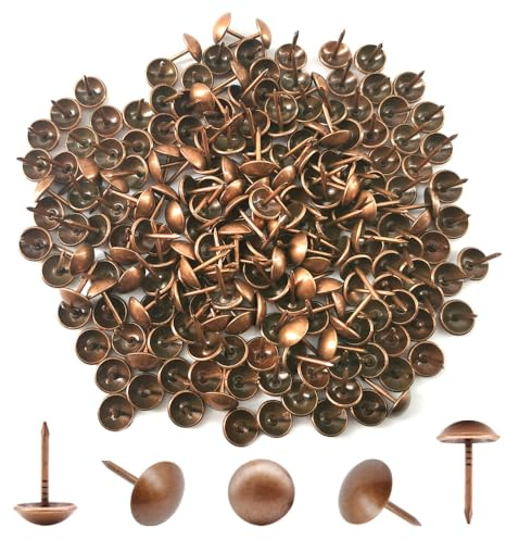 Hocansen 200 Stück Polsternägel 11x17mm Möbel Reißnägel Runder Großköpfiger Heftzwecken für Sofa, Möbel, Markierung (Rot Bronze)