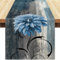 Tischläufer Moderne Boho Marine Blau und Grau Blume Tischdecke Abstrakte Kunstmalerei Blumen Tischläufer Leinen für Weihnachten Feiertage Küche Bankett Esszimmer 40x140cm Herbst