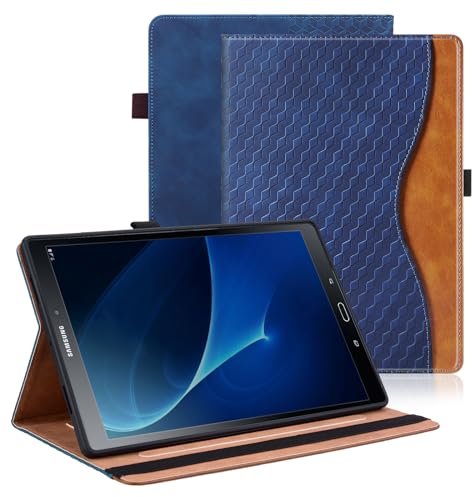 Vkooer Coque pour Samsung Galaxy Tab A6 10.1 Pouce 2016 SM-T580/T585 Housse Cuir PU [Réveil/Veille Automatique] Etui de Protection avec Support Fonction - Bleu foncé