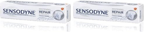 Sensodyne Repair & Protect Whitening Zahnpasta, Tägliche Zahnpasta mit Fluorid, 1x75ml, bei schmerzempfindlichen Zähnen (Packung mit 2)