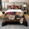 Parure de Lit 100% Coton 240x260 cm, Housse de Couette Lion Rose, Ensemble de Literie À Imprimé Floral Animalier, Literie sur Le Thème de La Nature, pour Enfants Jeunes Adultes, Ultra Doux