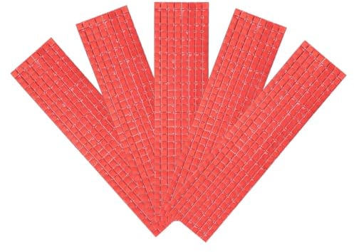 QUARKZMAN 10 Stück selbstklebende Disco-Fliesen-Aufkleber, 5 x 5 mm, Mini-Mosaik-Spiegelfliesen, quadratische Glasfliesen für DIY-Disco-Kugel-Basteldekorationen, rot