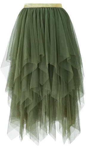 MERCIYD Jupe plissée en Tulle Asymétrique Tulle Jupe Courtes Jupes Midi Jupe d'été Goth Dentelle Robe Vintage Couleurs Variées