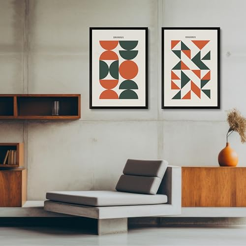 Studio Moien Bauhaus Orange Vintage Set - 2 Set of A3 Posters Wandbilder for Zuhause, Küche, Büro, Schlafzimmer, Wohnzimmer