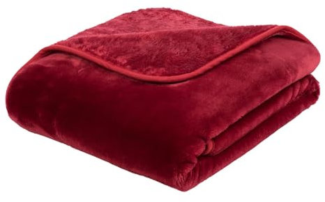 liebling Kuscheldecke Cashmere Feeling 220 x 240 cm, Rot, Premium Sofa Decke, Dicke warme Wohndecke, 500 gr. / m²