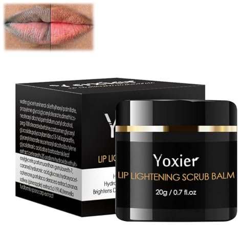 Yoxier Lip Lightening Scrub Balm, Lip Lightening For Dark Lips, Lip Scrub Exfoliator, Dark Lips Lightening Treatment Lip Balm Scrub, Lip Scrub Balm for Dark, Dry, Chapped & Damaged Lips (1PC)