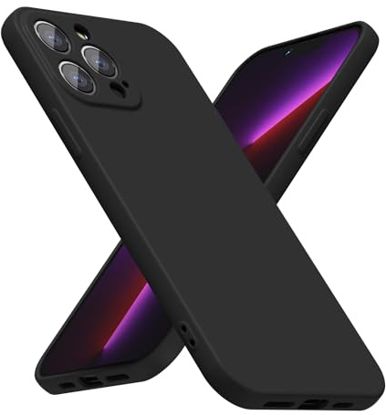 LoeoeL for iPhone 13 Pro Phone Case Silicone, Minimalist Ultra Thin Slim Soft Rubber Gel Solid Color Matte TPU Cute Case for Women Men, Girly Plain Aesthetic Design & Camera Cover Protection, Black