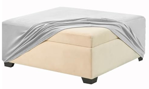 SDNAM Ottomane Schonbezug Hockerbezug, Jacquard Dicker Hocker Hussen für Fußhocker Rechteckig, Stretch Bezug Ottomane Abdeckung Überzug Hocker Protector Hockerabdeckung(#1,100x100 cm)