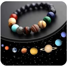Firally Naturstein Armband Armreif, Planeten Armband Manschette Armreif Edelstein Perlen Stretch Armband Trendy Armbänder für Frauen Zarte Mode Damenarmband