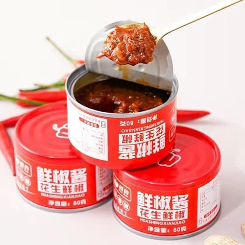 Handmade fresh chili sauce 80g/can,hot pot dipping sauce,Peanut mushroom sauce,colorful chili sauce,Hot Sauce,Table sauce，Soy Sauce,Mixed noodle sauce (Mixed flavor,5 cans)