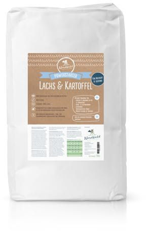 Nordheld Powerstarter Lachs & Kartoffel | Hochleistungs Hundefutter mit Lachs als einziger tierischer Eiweißquelle | Super Premium Trockenfutter für Junge oder Hunde mit hohem Energiebedarf (10 kg)