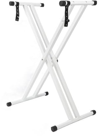 Double X Adjustable Keyboard Stand Adjustable Height Width No Slip Design Portable Sturdy Musical Keyboard Table Suitable for 54-88 Key Electric Pianos