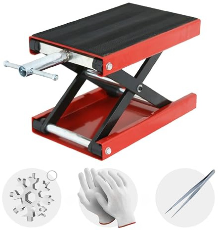 Motorcycle Scissor Lift Jack, 1100 lb, Wide Deck, T Handle, 3/8-in Socket