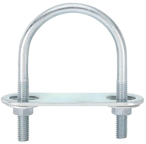 QUARKZMAN 2Pcs Pernos en U Redondos M6, Ancho Interior de 42mm, Longitud de 70mm Perno de Abrazadera en U con Tuercas y Placas, de Acero al Carbono para Reparación Tuberías y Industriale
