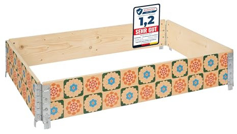 Garronda Cadre Potager en Bois imprimé 120x80x20 cm – Bac de Jardin pour Plantes, Fleurs, Fruits et légumes, Caisse de Rangement en Bois avec Motif décoratif GD-0075 (Fleurs avec Fond, 1 pcs)