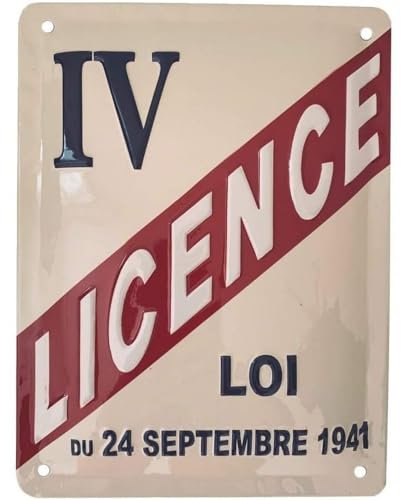 Licence IV – Plaque Métal Murale Vintage pour Bar & Cuisine, 20x15 cm, Ambiance Bar & Bistrot