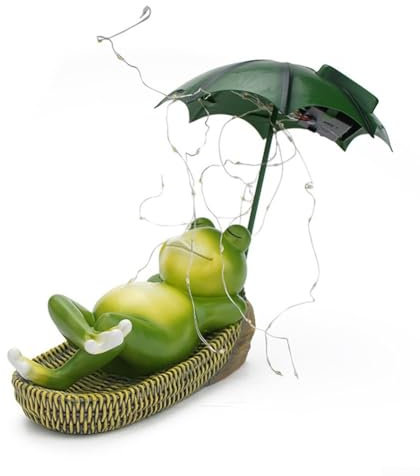 ZYWUOY Frosch-Skulptur für den Außenbereich, Kunstharz, mit Solarlicht, perfektes Ambiente-Dekor für Balkone und Innenhöfe