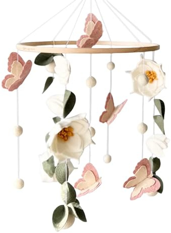 Baby Mobile - Blumen Schmetterlingen Baby Windspiele für Babybett, Mobile Baby Wickeltisch Mobile Babybett, Kinderzimmer Babyzimmer Deko, Geschenk für Baby Jungen und Mädchen
