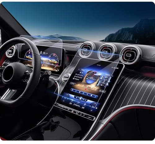 LUWU [2 Stück] Kompatibel mit Mercedes-Benz C-Klasse W206 / GLC X254 2023-2026 Displayschutzfolie für 12,3 Zoll Kombiinstrument + 11,9 Zoll Navigationsdisplay 9H Gehärtetes Glas HD Kratzfest Zubehör