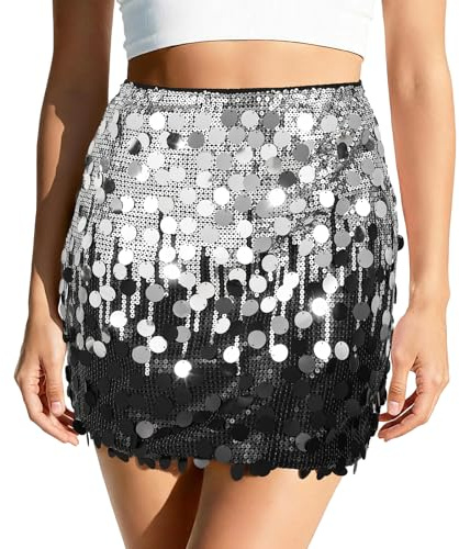 XquiziFit Paillettenrock Mini für Damen Glitzernder Sexy Micro Rock Party Oder Nachtleben