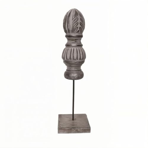 Antikas - Deko Zapfen auf Sockel, antik-Silber, matt, hochwertig, H.37 cm