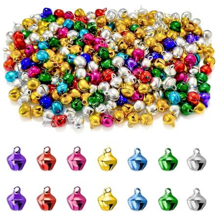 300 campanas de metal de 10 mm, vintage, multicolor, doradas