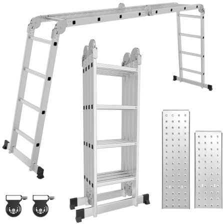 Jaxguom Scala multiuso 4x4 con ruote e piattaforma, 4,68 m
