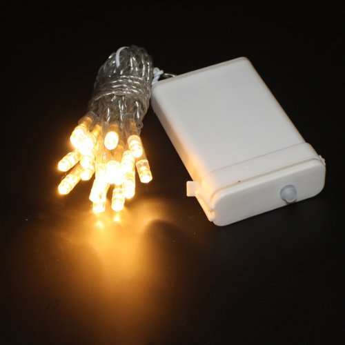 20 Warm White LED Outdoor Battery Operated Fairy Lights on Clear Cable for christmas, weddings, gardens and events. …