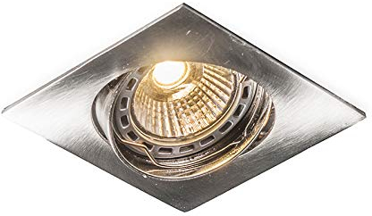 Qazqa - Modern Einbauspot quadratisch schwenkbar - Edu I Wohnzimmer I Schlafzimmer - Aluminium Quadratisch - LED geeignet GU10