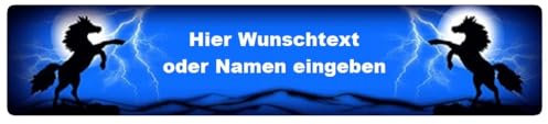 Namensschild mit Pferde mit Namen oder Wunschtext selbst gestalten, kreieren und Personalisieren - Nummernschild Schild Kennzeichen aus Aluminium