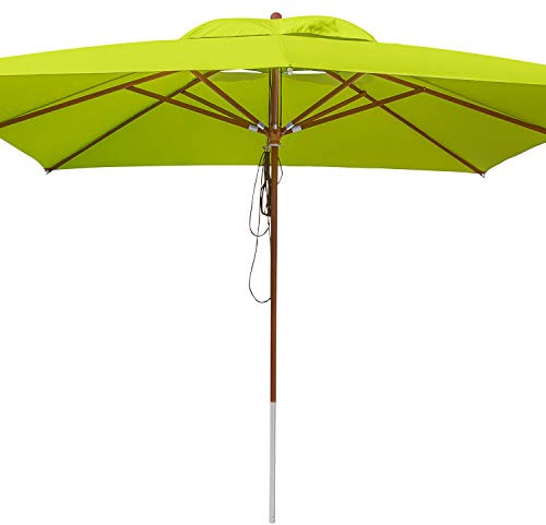 anndora® Sonnenschirm 4 x 4 m eckig mit Holz Gestänge Stammschutz - Farbauswahl - natur, milchkaffee, grün, blau, dunkelrot, braun